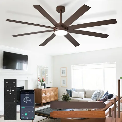 Miniatura 10 de Ventilador de Techo Grande con Luz: Ventilador Exterior de 100 Pulgadas - Ventilador de Techo Industrial con Control Remoto para Taller, Garaje
