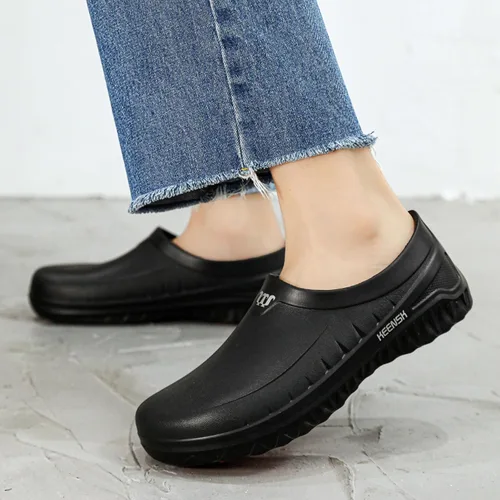 Miniatura 2 de ihinzry Chef Clogs - Zuecos de trabajo sólidos antideslizantes, impermeables, a prueba de aceite, para personal de restaurante, zapatos de cocina