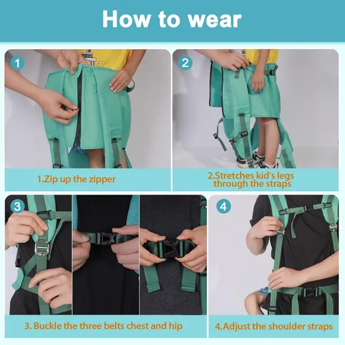 Miniatura 5 de Mochila portabebés de senderismo para niños mayores de 3 a 12 años de edad, adecuada para niños que miden la cintura de menos de 30 pulgadas. Cómoda