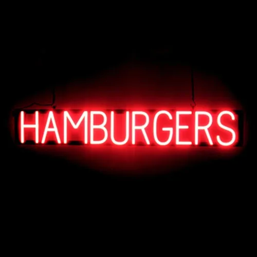 SpellBrite HAMBURGERS Letrero para restaurantes | Letreros relacionados con el comedor con aspecto de neón, luz LED roja | 40.0 x 6.3 pulgadas Rojo