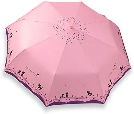 Miniatura 2 de Lliang Paraguas lindo gato mujer paraguas creativo dibujos animados niña paraguas automático lluvia mujeres tres plegable viaje bolsillo sombrilla