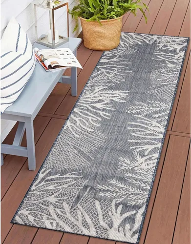 Miniatura 24 de Liora Manne Carmel - Alfombra decorativa de mezcla sintética para interiores y exteriores, de bajo perfil, contemporánea, decoración de peces Agua