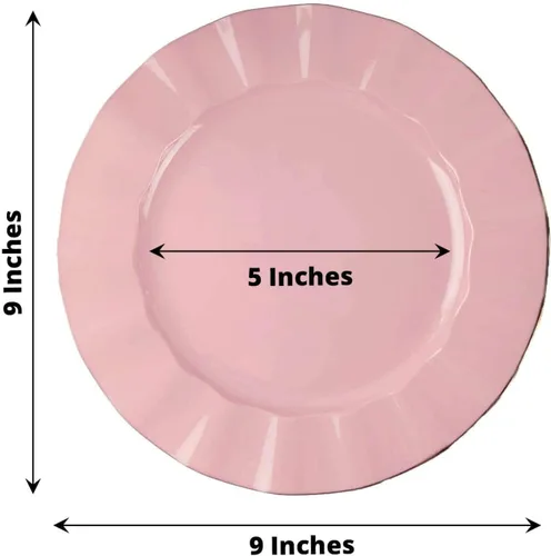 Miniatura 68 de Tableclothsfactory Paquete de 10 platos redondos de plástico negro de 6 pulgadas para ensalada de postre, platos desechables con borde ondulado