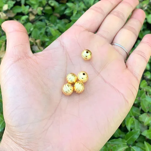 Miniatura 2 de 50pcs 0.315 in Corrugado Patrón de Cinta Redonda Cuentas 18K Oro Amarillo Chapado Espaciador para DIY Artesanía Joyería Fabricación CF233-8