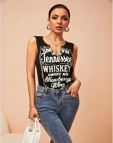 Miniatura 2 de Camiseta sin mangas Smooth As Tennessee Sweet As Strawberry con agujero de anillo, sin mangas, sexy, cuello en V, para mujer, retro, música country