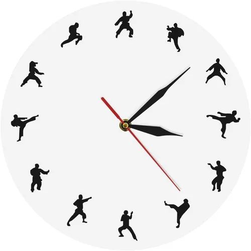 Miniatura 10 de The Geeky Days Taekwondo Karate Arts Reloj de pared moderno silencioso sin tictac decoración de pared deportes de lucha Kung Fu exclusivo reloj