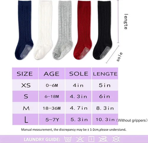 Miniatura 7 de CozyWay Non-Slip Knee-High Socks, Ultra-Soft Grippy Socks for Baby and Toddler Girls, Boys and All Little Ones