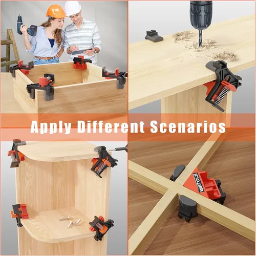 Miniatura 10 de WETOLS Abrazadera de esquina para carpintería, abrazadera de ángulo recto de 90 grados, abrazaderas de madera, 4 abrazaderas de carpintería