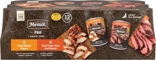 Miniatura 14 de Merrick Alimento enlatado natural y de primera calidad sin granos, receta húmeda suave y saludable, cena de carne de res real de Texas