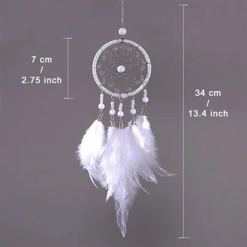 Miniatura 3 de Atrapasueños para automóvil, espejo retrovisor de plumas pequeñas, atrapasueños para colgar en la pared, accesorios decorativos para mujer (gris)