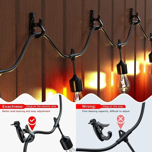 Miniatura 3 de Lewufe Ganchos para Luces de Cadena para Exteriores, Ganchos de Tornillo para Colgar Luces de Navidad, Ganchos Colgantes para Luces de Patio, Cable