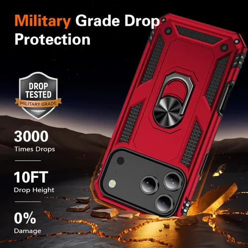 Miniatura 3 de 17 Pro - Funda de teléfono para hombre con anillo de soporte, armadura resistente de grado militar para iPhone 17 Pro, funda a prueba de golpes, Azul