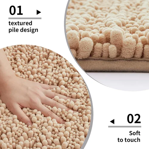 Miniatura 3 de Disolla Alfombra de baño pequeña, antideslizante, lavable, color beige, 17 x 24 pulgadas, súper absorbente, suave, alfombra de baño de felpilla