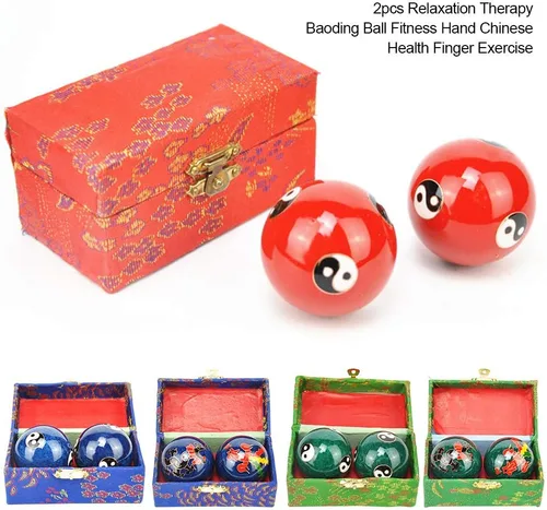 Miniatura 5 de Xiaokeis 2 pelotas de Baoding, bolas chinas para ejercicio de salud, balón de mano de masaje de meditación con caja, pelota de ejercicio de mano