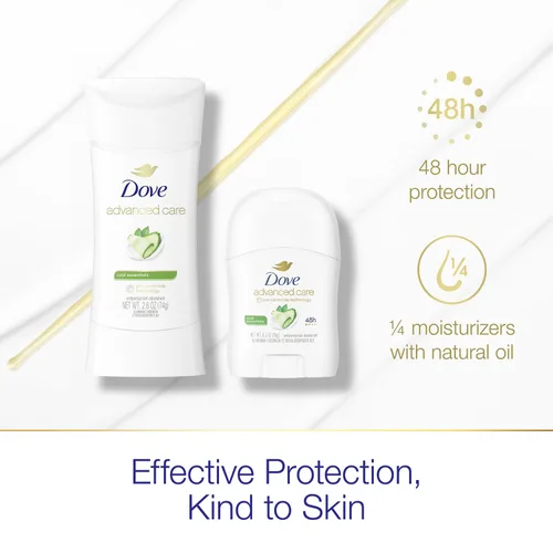 Miniatura 5 de Dove Advanced Care - Desodorante Cool Essentials, paquete de 2 desodorantes antitranspirantes de tamaño completo, paquete de 2 + mini desodorante