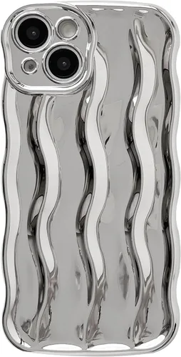 Miniatura 9 de Caseative Funda para iPhone 14, patrón de ondulación de agua, marco de onda rizada, funda suave para teléfono (verde)