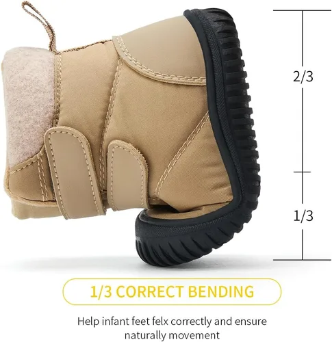 Miniatura 4 de BMCiTYBM Botas de nieve de invierno para bebés y niños pequeños, de piel sintética, cálidas, antideslizantes, zapatos para primeros pasos