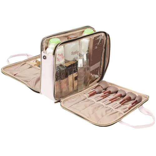 Miniatura 3 de NISHEL - Neceser de viaje, organizador de maquillaje portátil, bolsa de cosméticos plegable, estuche de viaje para artículos de tocador
