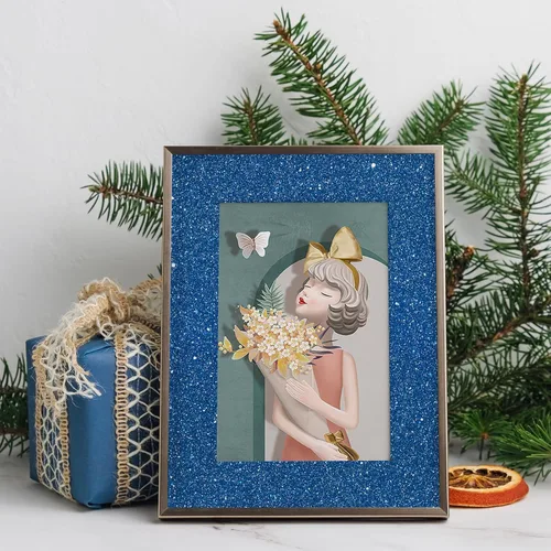 Miniatura 6 de CRE8TIVE Borde de Papel Tapiz Azul con Purpurina de Tela Papel Tapiz con Purpurina Pegar y Despegar Removible Autoadhesivo Borde de Papel Tapiz Azul