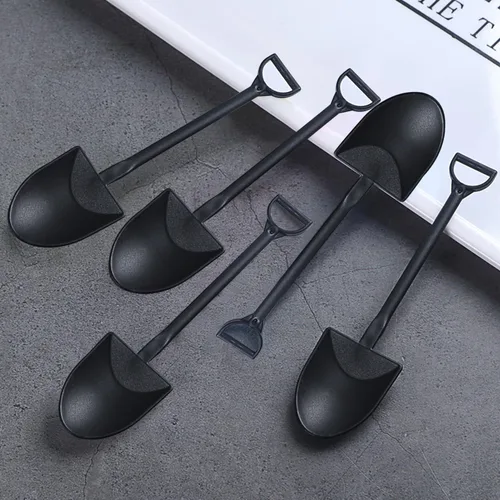 Miniatura 3 de Ouliget Cucharas con forma de pala, lindas cucharas de postre de plástico desechables, palas de cuchara de postre de helado, 100