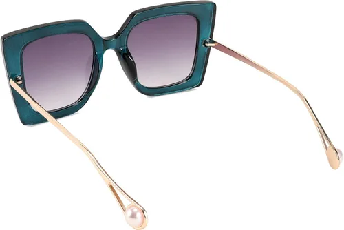 Miniatura 2 de Feisedy - Lentes de sol de gran tamaño cuadrados a la moda con incrustación de perlas en las patillas ojo de gato para mujer B2625