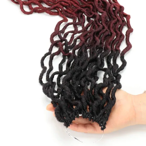 Miniatura 5 de Eliza Rastas gitanas onduladas de 18 pulgadas, cabello de ganchillo suave, 6 paquetes de trenzas sintéticas de diosa, raíces africanas, extensiones