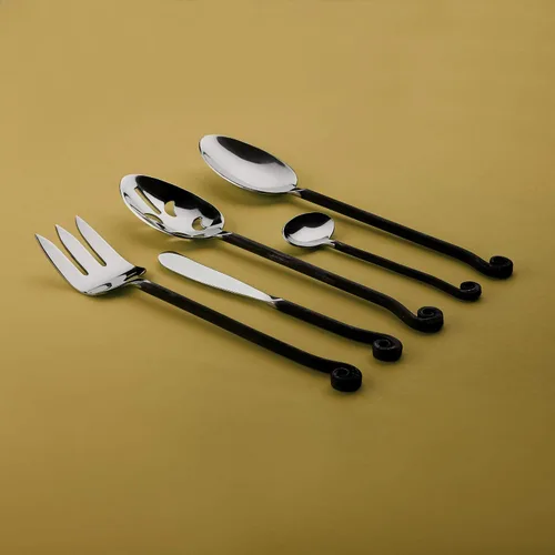 Miniatura 5 de Gourmet Settings - Juego de 4 tenedores de cóctel - Colección Treble Clef - Cubiertos de acero inoxidable pulido/mate