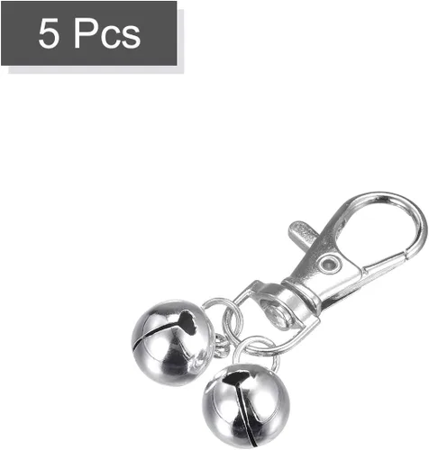 Miniatura 3 de uxcell 12 campanas para mascotas, 0.5 in de diámetro, aleación de zinc, llavero para manualidades, decoración de festivales de Navidad, fiesta