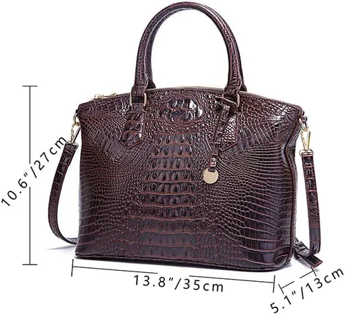 Miniatura 7 de Bolso de mano para mujer, de piel vegana, patrón de cocodrilo en relieve con asa superior, bolsas grandes para hombro