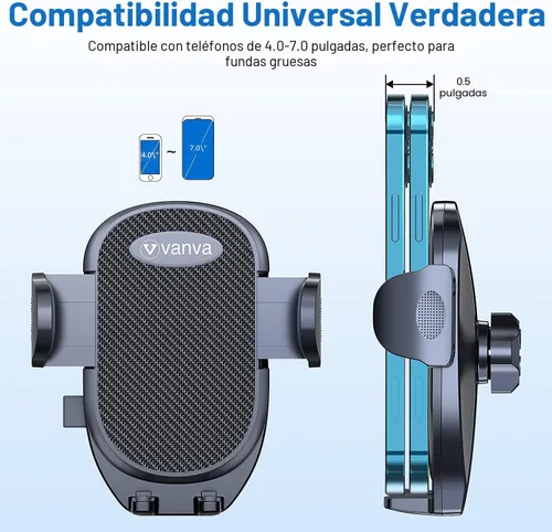 Miniatura 4 de vanva Soporte universal para ventilación de aire, compatible con teléfonos grandes y funda gruesa: soporte para teléfono celular para automóvil