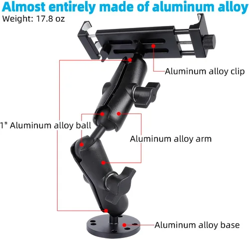 Miniatura 3 de Soporte para tablet con base de taladro resistente de aluminio para iPad Pro de 4.7 a 15 pulgadas, Mini, Samsung Galaxy Tab, Surface, brazo