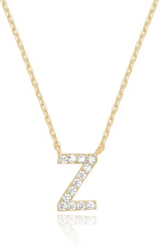 Miniatura 64 de PAVOI 14K White Gold Plated Cubic Zirconia Initial Necklace Letter Dainty Necklaces for Women