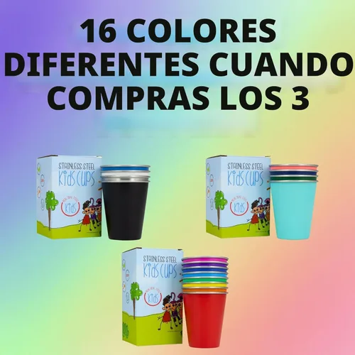 Miniatura 5 de Vasos de acero inoxidable para niños - Juego de 4 - Vasos de metal para niños y niños pequeños, vasos de primera calidad de 10 oz