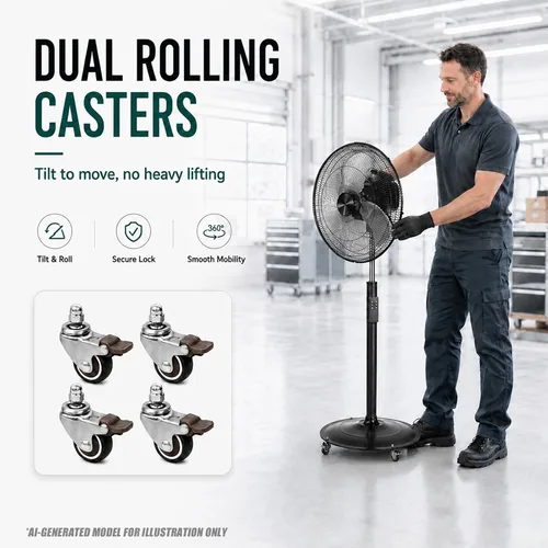 Miniatura 7 de Ventilador de pedestal oscilante de 18 pulgadas con control remoto, ventilador de pie de alta velocidad de 5000 CFM, motor de CC, 9 velocidades