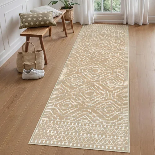 Miniatura 34 de Wonnitar Alfombra marroquí lavable de 5 x 7 pies, color negro, alfombra grande para sala de estar, antideslizante, bohemio, para dormitorio