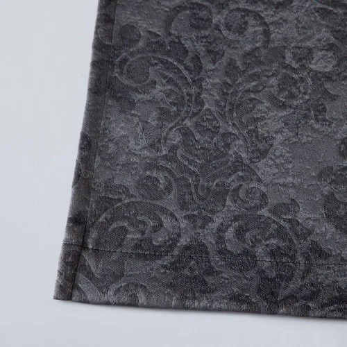 Miniatura 4 de Warm Home Designs 1 par (2 paneles) de cortinas opacas de carbón gris con patrón de flores de damasco texturizado en relieve. Cada panel de cortina