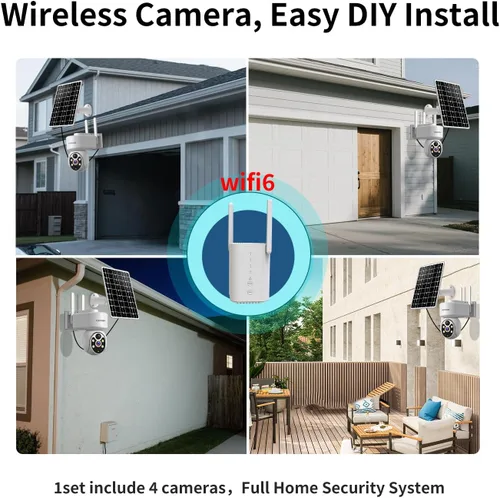 Miniatura 2 de Sistema de cámaras de seguridad inalámbricas para el hogar, cámaras PTZ de energía solar para exteriores, detección de movimiento