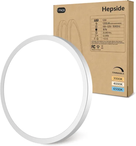 Miniatura 24 de hepside Paquete de 1 lámpara de techo LED de montaje empotrado, color negro, 12 pulgadas, 28 W, regulable 3000K-4500K-6000K, lámpara de techo de 3