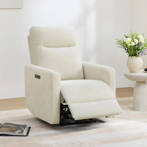 Miniatura 13 de CHITA Silla reclinable eléctrica de cuero genuino para adultos, sillón reclinable eléctrico de pared para espacios pequeños, moderna sala de estar