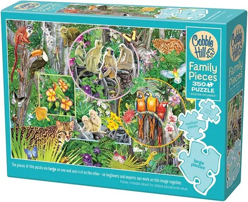 Miniatura 3 de Cobble Hill Family Piece's 350 Puzzle – Rainforest Magic – Póster de muestra incluido