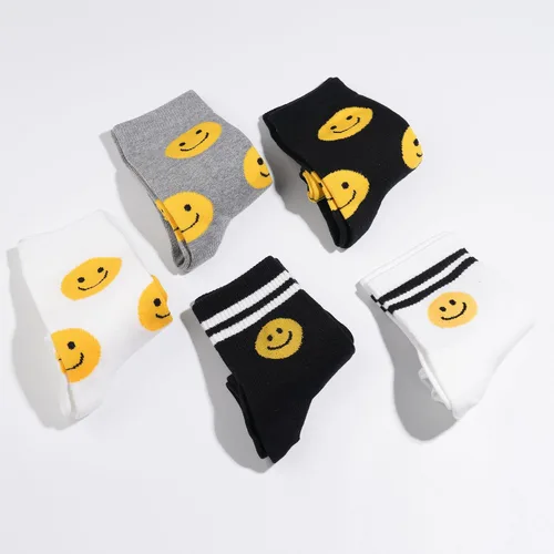 Miniatura 6 de Calcetines lindos para mujer 4-6 pares de calcetines de algodón con diseño de carácter sonriente con estampado de corazón y frutas US 6-8
