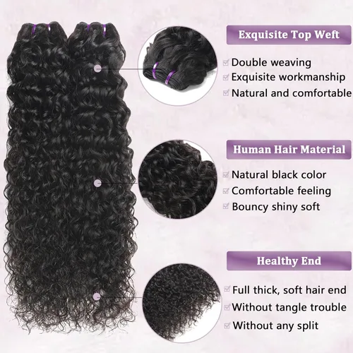 Miniatura 2 de Beauty Queen 16A Paquetes de Cabello Crudo Ondas de Agua 14 16 18 Pulgadas 3 Paquetes 100% Cabello Virgen Brasileño Sin Procesar Paquetes Tejidos