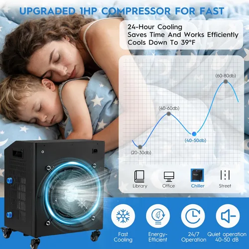 Miniatura 8 de Enfriador de inmersión en frío 1HP para bañeras de hielo, enfriador de agua para baño de hielo con bomba y filtración doble, enfriamiento rápido