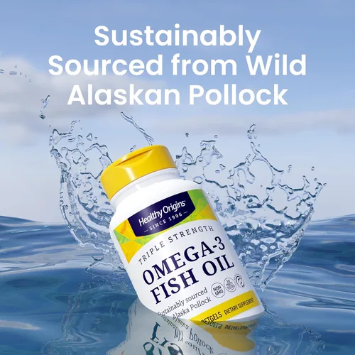 Miniatura 4 de Healthy Origins Aceite de pescado Omega 3 de triple fuerza de 1250 mg, 180 cápsulas blandas – Abadejo de Alaska silvestre de origen – Ácidos grasos