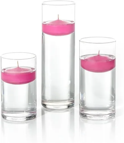 Miniatura 25 de yummi Juego de 18 velas flotantes y jarrones cilíndricos - Borgoña