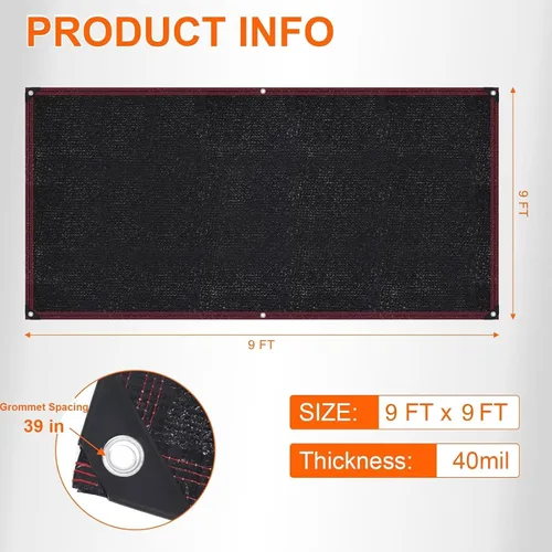 Miniatura 2 de Tela de sombra para exteriores, 9 x 9 pies, para patio, jardín, planta con ojales, 90% protector solar, cubierta de malla para porche, invernadero