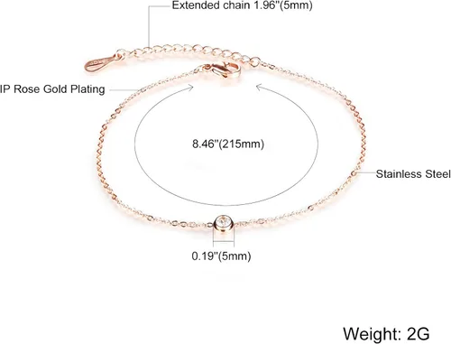 Miniatura 5 de De la Mujer Anklet 18K Rose de oro tono cz de la suerte cadena de pie verano accesorio ajustable l8.46