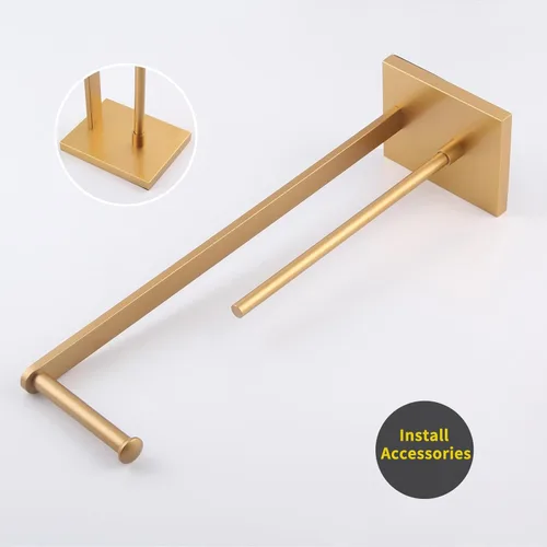 Miniatura 8 de GERZWY Titular de papel higiénico dorado con reserva SUS 304 Soporte de acero inoxidable Soporte de toalla de papel moderno DZY022-BE