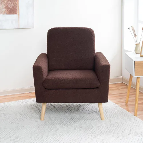 Miniatura 19 de Naomi Home Emma - Silla acentuada con botones copetados de imitación de cuero, silla de barril estilo midcentury moderno, sillón cómodo, sillas