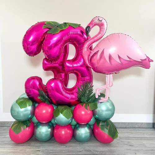 Miniatura 6 de Globo de cumpleaños de 40 pulgadas de color rosa intenso con el número 0, globos grandes de Mylar para fiesta de cumpleaños, aniversario, festival